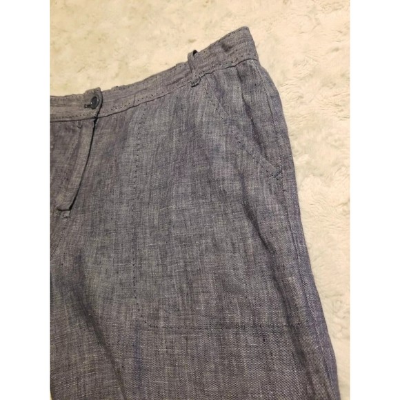 MSSP Max Studio Specialty Linen Pants Womens Size 8 Blue Chambray Trim - Picture 6 of 11